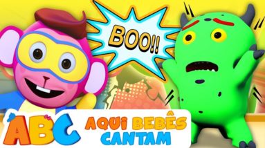 CABEÇA OMBRO JOELHO E PÉ | Músicas Infantis  | Aqui Bebês Cantam | Monster vs Superhero