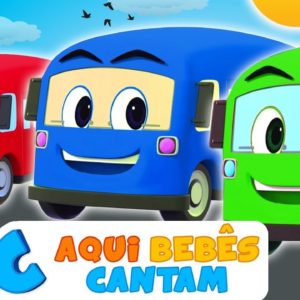 5 ÔNIBUS COLORIDOS! As Rodas Rodam pela Cidade! | Aqui Bebês Cantam | Five little colorful Busses