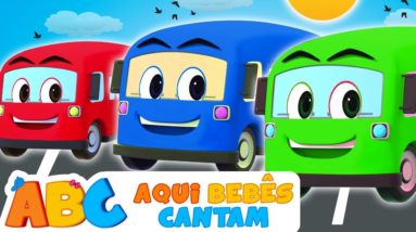 5 ÔNIBUS COLORIDOS! As Rodas Rodam pela Cidade! | Aqui Bebês Cantam | Five little colorful Busses